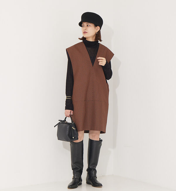 Rouge vif「チェックVネックワンピース」|ワンピース|