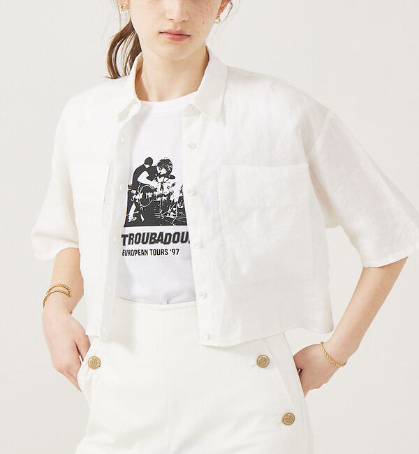 Rouge vif「【セットアップ対応】麻製品染ショートシャツ」|シャツ・ブラウス|ホワイト