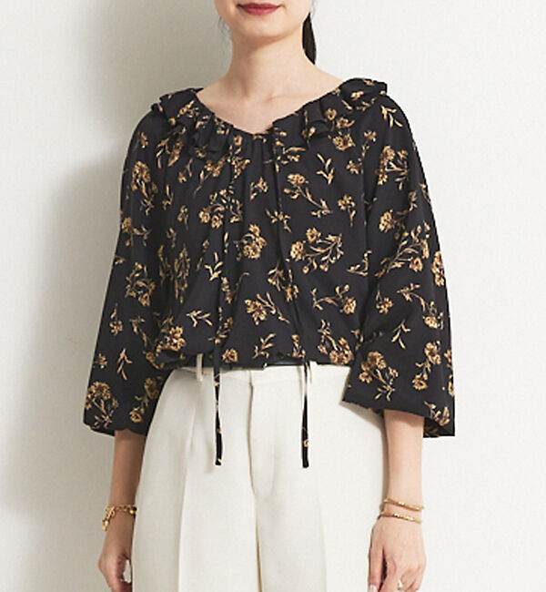 Rouge vif「【セットアップ対応】フラワープリントブラウス」|シャツ・ブラウス|ブラック