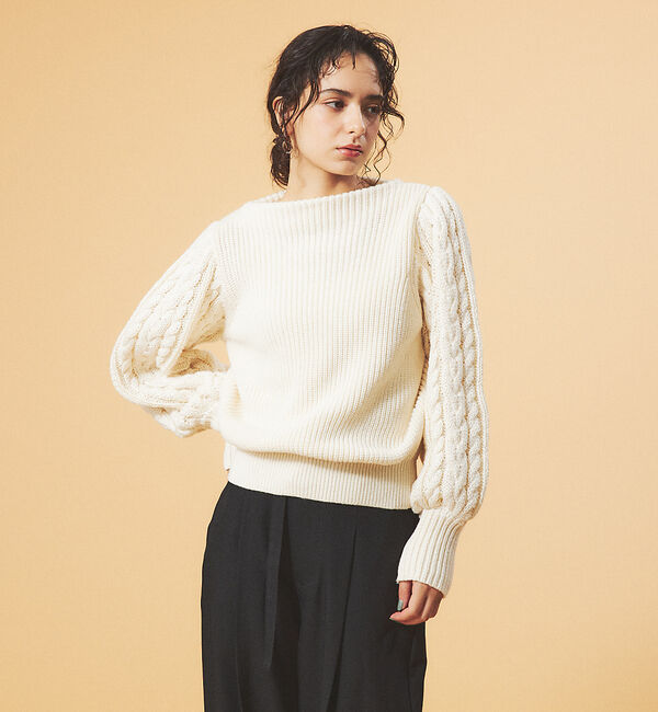 Rouge vif「【一部店舗限定】スリーブ　ケーブルニット」|ニット・セーター|