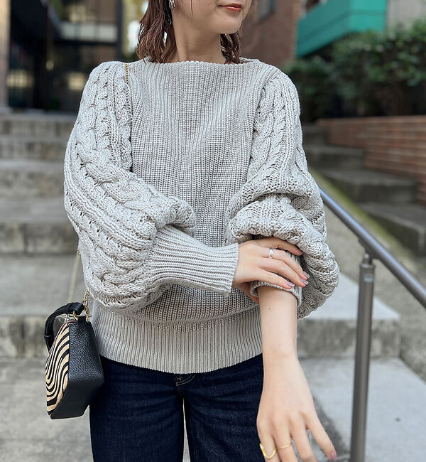 Rouge vif「【一部店舗限定】スリーブ　ケーブルニット」|ニット・セーター|