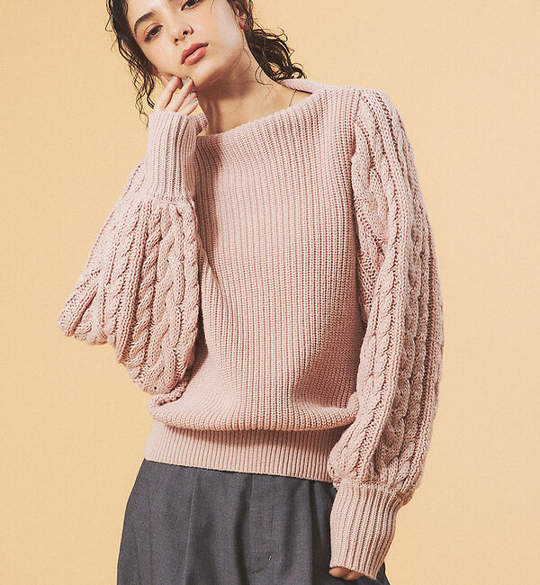 Rouge vif「【一部店舗限定】スリーブ　ケーブルニット」|ニット・セーター|