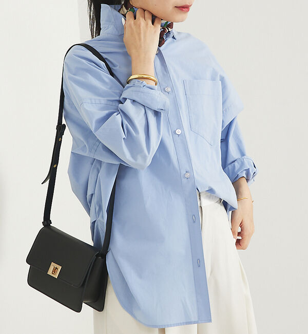 Rouge vif「コットンブロードタックフォルムシャツ」|シャツ・ブラウス|サックスブルー