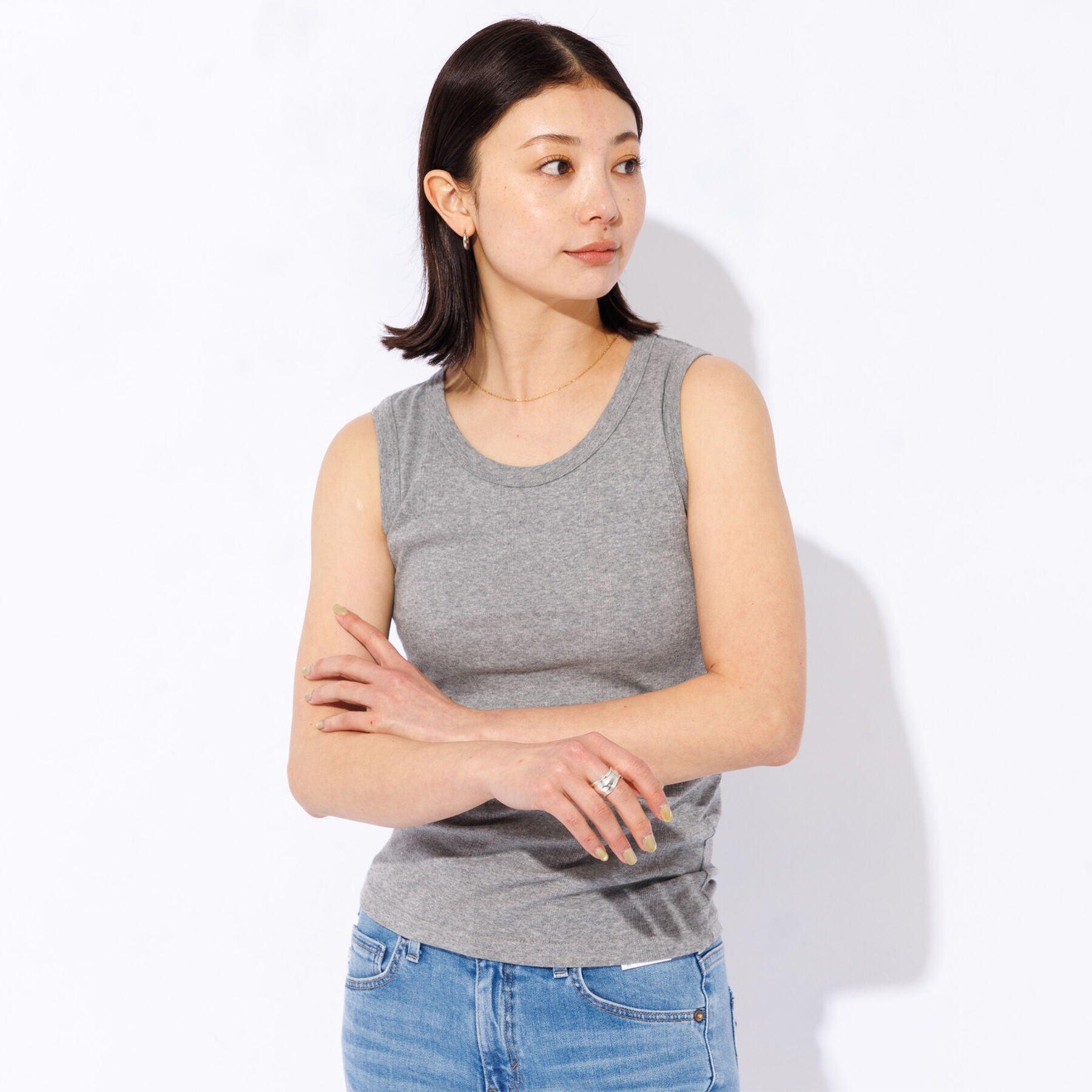 Rouge vif「【Robert P.Miller/ロバートピーミラー】パネルリブタンクトップ【W」|キャミソール|グレー