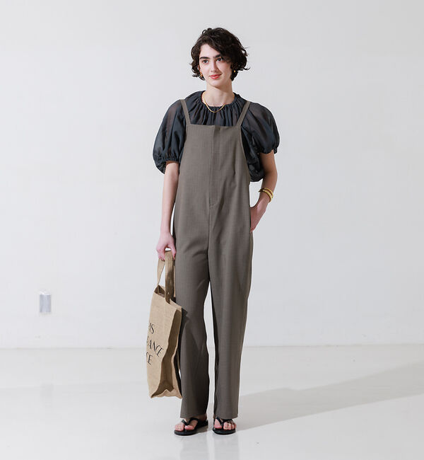 Rouge vif「リネンライクストレッチサロペット」|オールインワン|