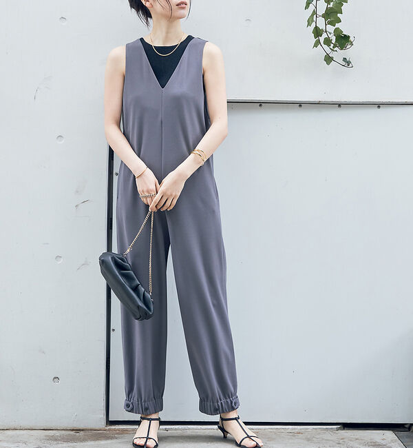 Rouge vif「【一部店舗限定】前後２WAYジョーゼットオールインワン」|オールインワン|チャコールグレー