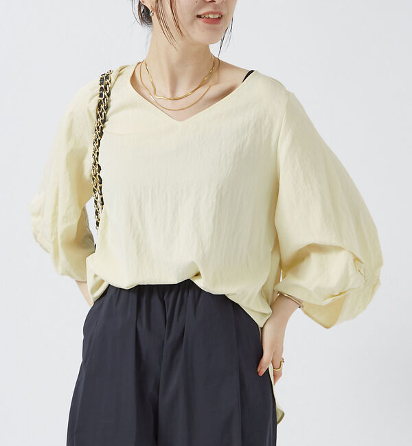 Rouge vif「袖タックブラウス」|シャツ・ブラウス|イエロー
