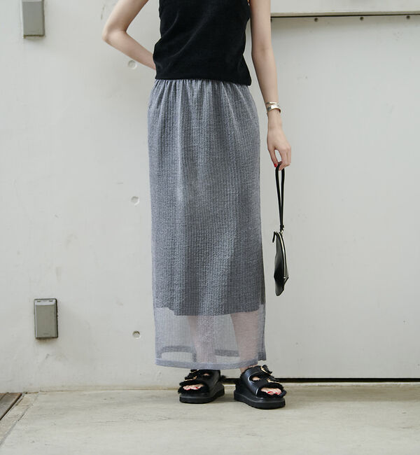 Rouge vif「針抜きリブシアーメタリックニットスカート」|スカート|