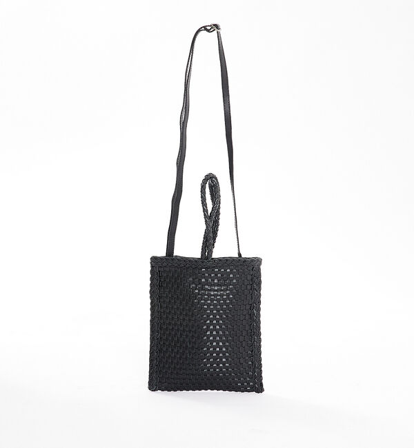 Rouge vif「【Swaraj/スワラージ】手編みメッシュレザー2WAY ミニバッグ / 本革」|ショルダー・メッセンジャー|ブラック