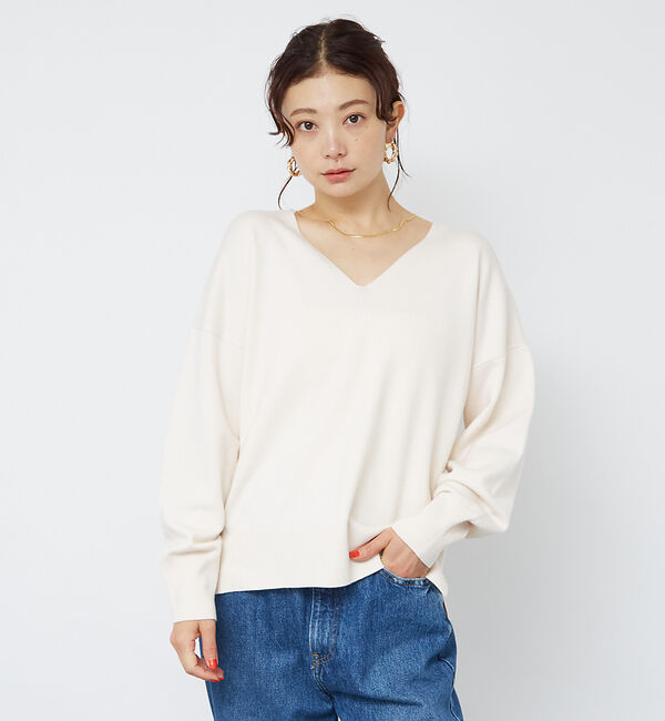 Rouge vif「Vネックドロップスリーブハイゲージニット」|ニット・セーター|