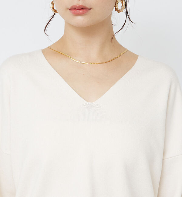 Rouge vif「Vネックドロップスリーブハイゲージニット」|ニット・セーター|