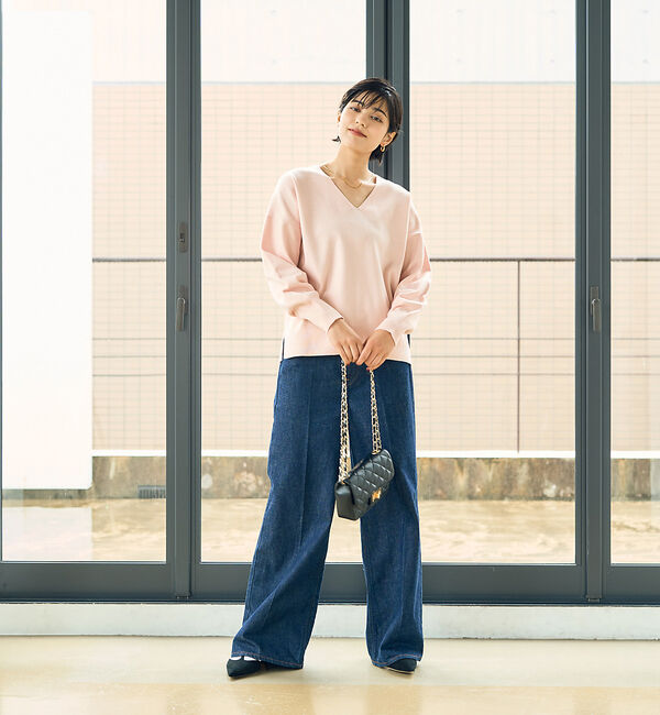 Rouge vif「Vネックドロップスリーブハイゲージニット」|ニット・セーター|