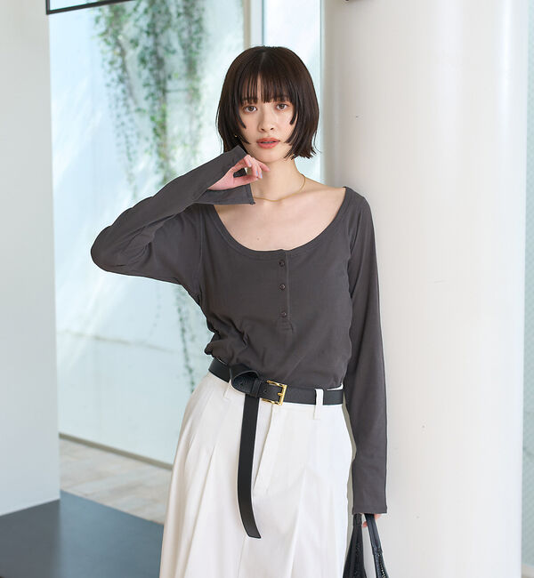 Rouge vif「コットンヘンリーネックプルオーバー」|Tシャツ・カットソー|