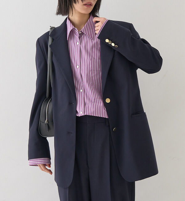 Rouge vif「【セットアップ対応】メンズライクウール混サキソニージャケット」|テーラードジャケット|ダークネイビー