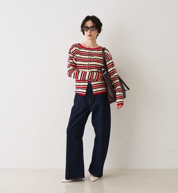 Rouge vif「ストライプ組織2WAYニット/カーディガン【予約】」|ニット・セーター|