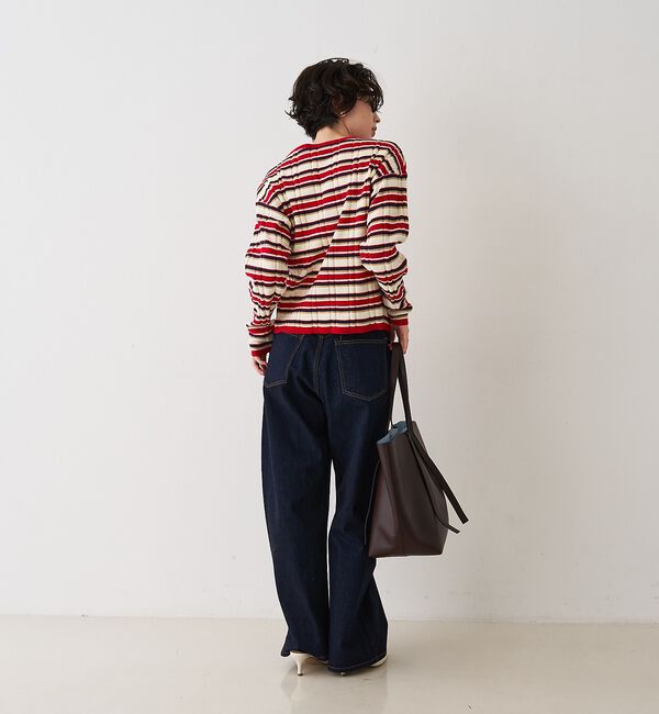 Rouge vif「ストライプ組織2WAYニット/カーディガン【予約】」|ニット・セーター|