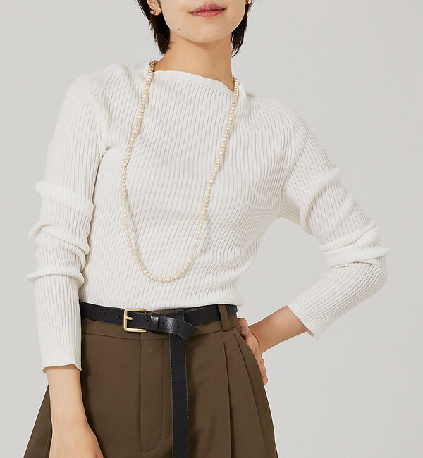 qualite「【日本製/2023AW】シームレスボートネックニット」|ニット・セーター|オフホワイト