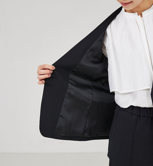 qualite「【セットアップ対応】トリコットストレッチジャケット」|ノーカラージャケット|