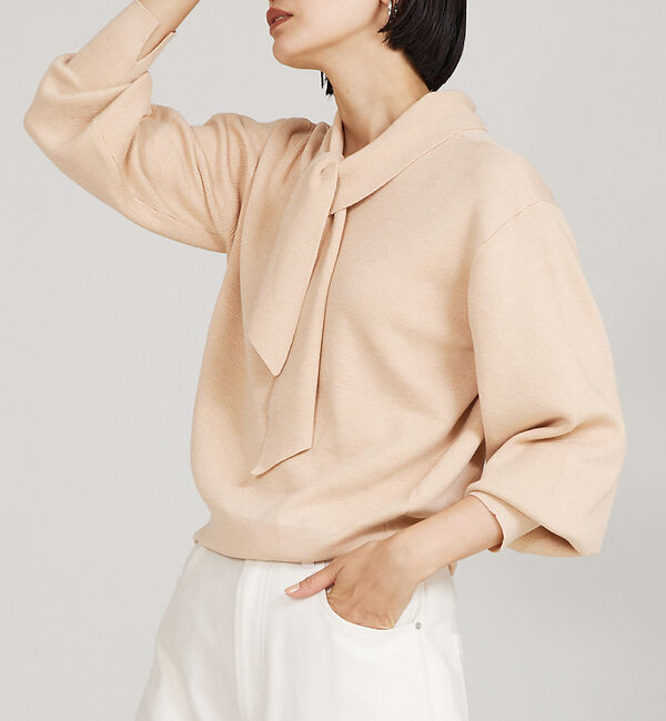 qualite「2WAYボウタイニット」|ニット・セーター|アプリコット