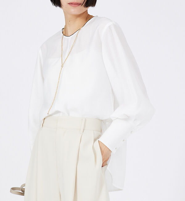 qualite「エアリータックスリーブブラウス」|シャツ・ブラウス|ホワイト