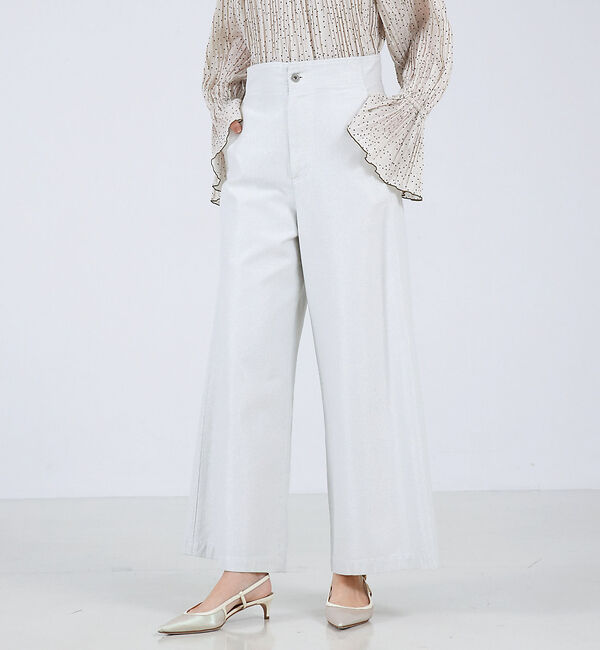 qualite「ワイドフレアーラメデニム」|デニム|オフホワイト