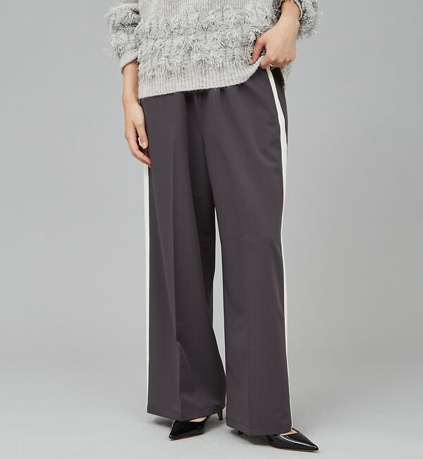 qualite「サイドラインストレートパンツ」|その他|チャコールグレー