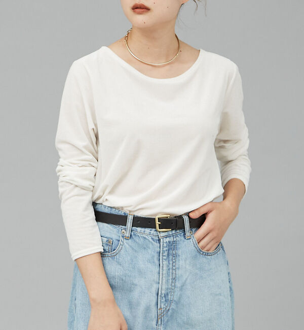 qualite「サイドシャーリングベロアロンT」|Tシャツ・カットソー|ホワイト