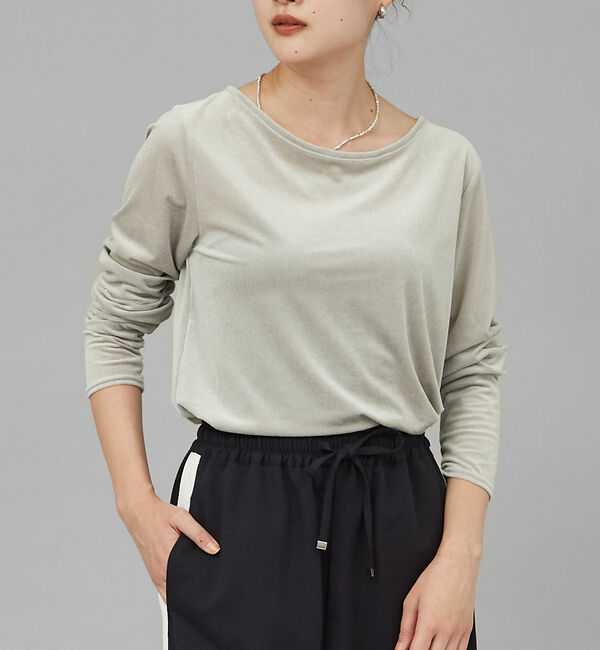 qualite「サイドシャーリングベロアロンT」|Tシャツ・カットソー|グレー