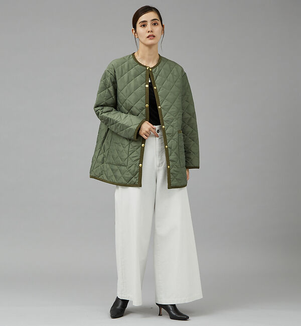 qualite「【TRADITIONAL WEATHERWEAR】キルティングノーカラーミドルブ」|ブルゾン・スタジャン|