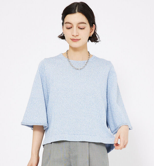 qualite「フレアスリーブギマコットンニット」|ニット・セーター|ブルー