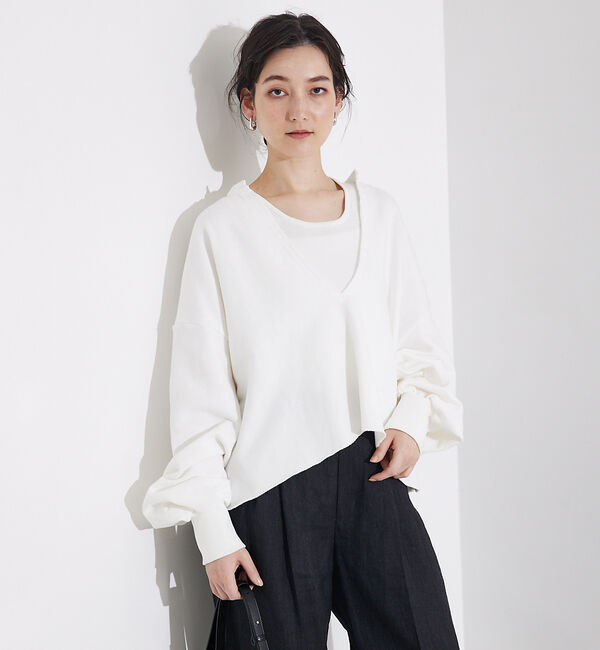 qualite「キーネックオーバースウェット」|スウェット・ジャージ|ホワイト
