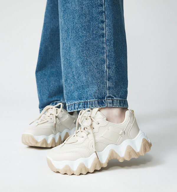 AU BANNISTER「【LAROUTE/軽量】レースアップ 厚底スニーカー」|スニーカー|ベージュ