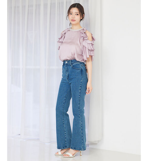 SELFIST「ショルダーオープンビジュー付フリルブラウス」|シャツ・ブラウス|