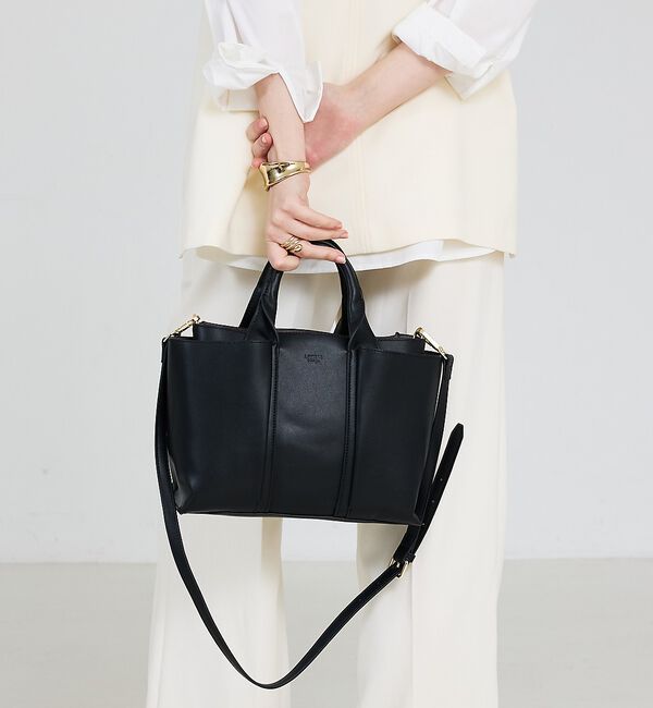 LOWELL things「Ordi/ダブルポケット2WAYトート」|ショルダー・メッセンジャー|ブラック