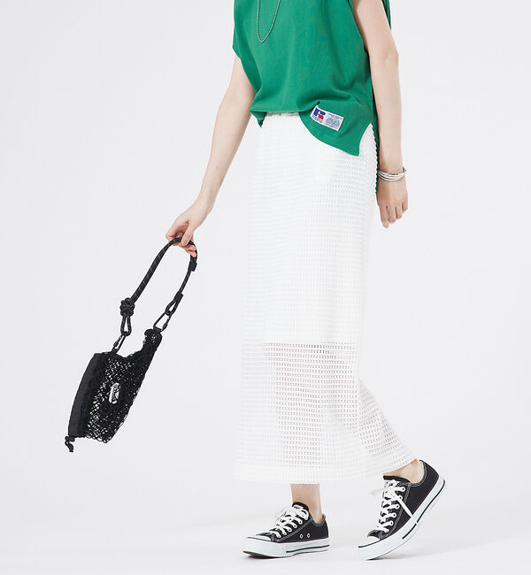 abahouse mavie「メッシュタイトスカート」|スカート|ホワイト