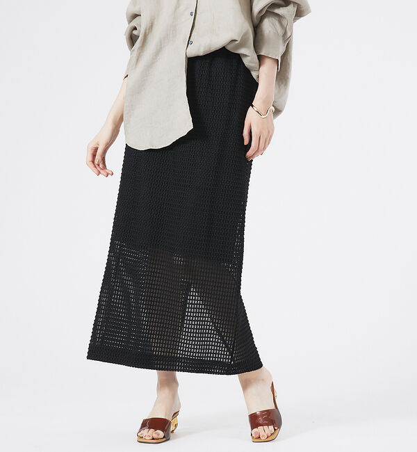 abahouse mavie「メッシュタイトスカート」|スカート|ブラック