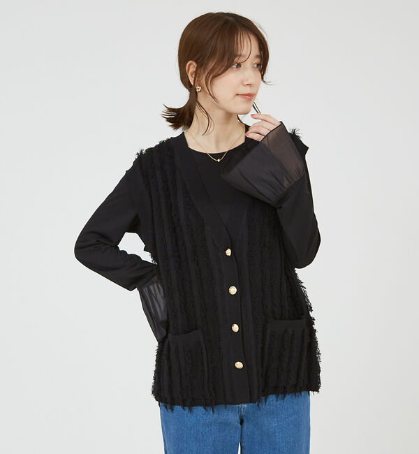 abahouse mavie「袖切替えベルスリーブレイヤードインナー」|Tシャツ・カットソー|