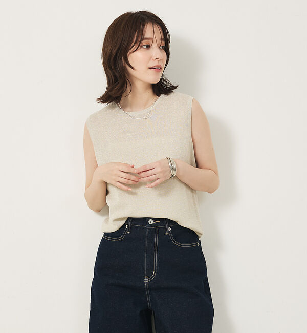 abahouse mavie「ウォッシャブルラメノースリプルオーバー」|ニット・セーター|