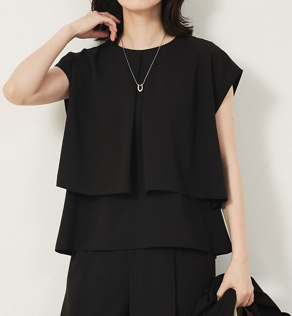 abahouse mavie「【エニデイカセット・サマー】ジョーゼットタックフレアーブラウス」|シャツ・ブラウス|ブラック