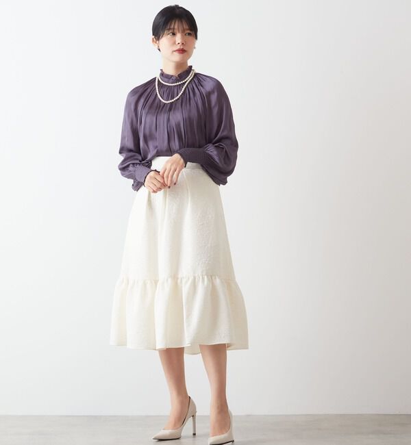 TIARA「《定番》ヴィンテージサテン2WAYフリルネックブラウス」|シャツ・ブラウス|