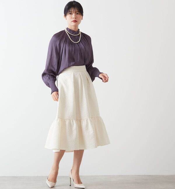 TIARA「《定番》ヴィンテージサテン2WAYフリルネックブラウス」|シャツ・ブラウス|