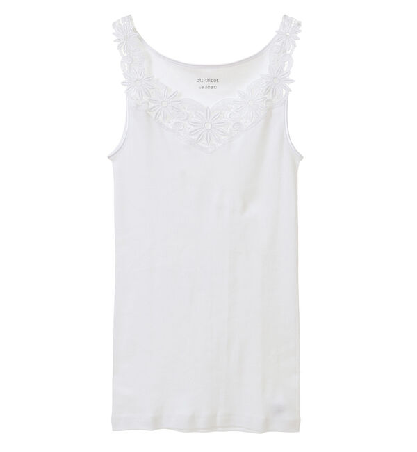 TIARA「【Ott-tricot/オットトリコット】レースタンクトップ」|タンクトップ|ホワイト