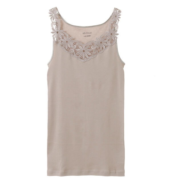 TIARA「【Ott-tricot/オットトリコット】レースタンクトップ」|タンクトップ|グレージュ