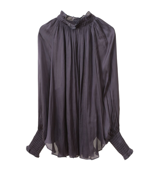 TIARA「《定番》2wayフリルネックギャザーブラウス」|シャツ・ブラウス|ネイビー