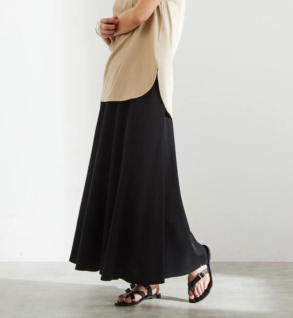 Liesse「カットソーロングスカート（セットアップ対応可）」|スカート|ブラック