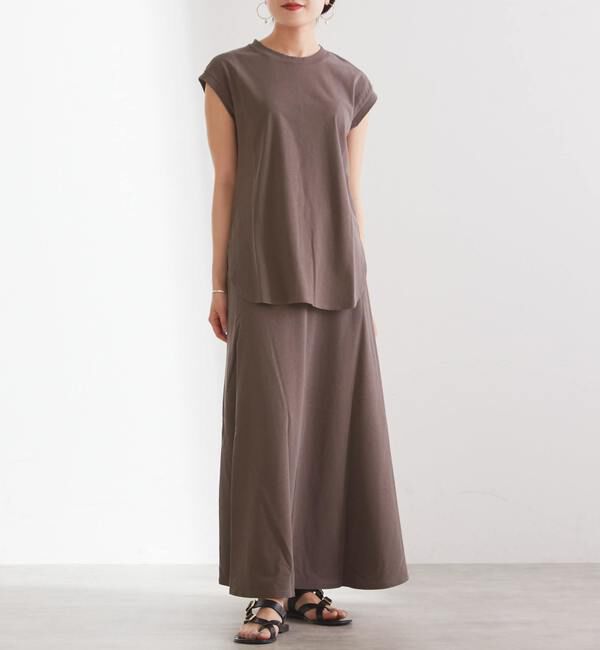 Liesse「カットソーロングスカート（セットアップ対応可）」|スカート|ブラウン