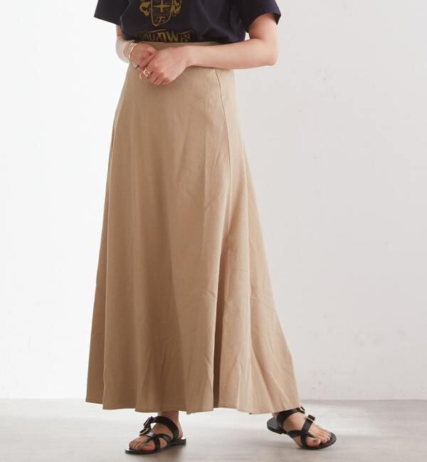 Liesse「カットソーロングスカート（セットアップ対応可）」|スカート|ベージュ