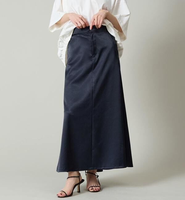 Liesse「サテンフレアスカート」|スカート|ネイビー