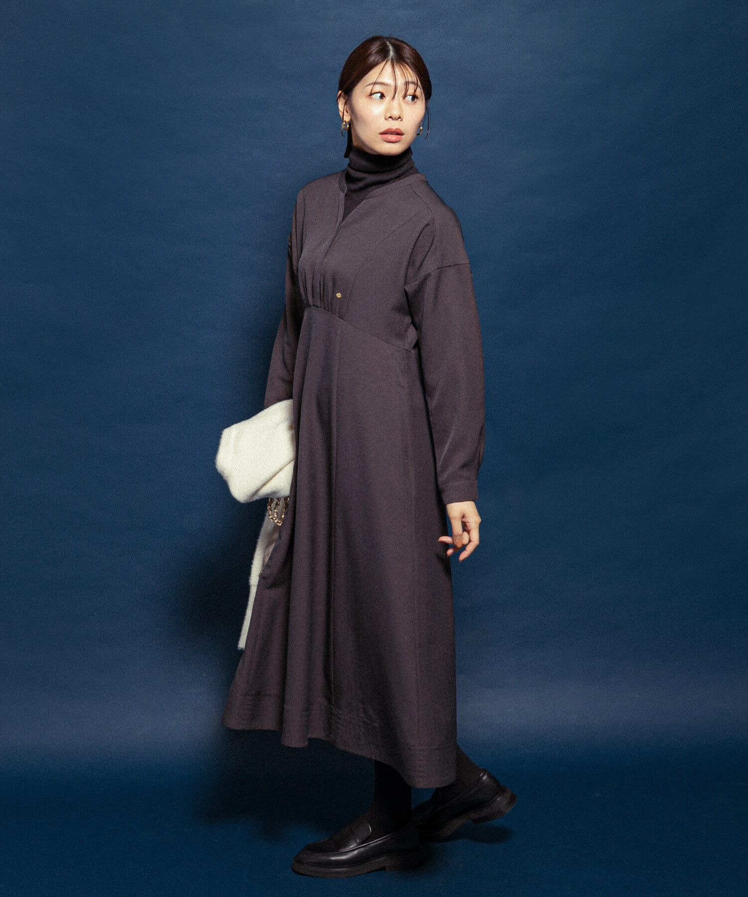 URBAN RESEARCH ROSSO「『UR TECH SMOOTHLUXE』F by ROSSO　キーネックワンピース」|ワンピース|