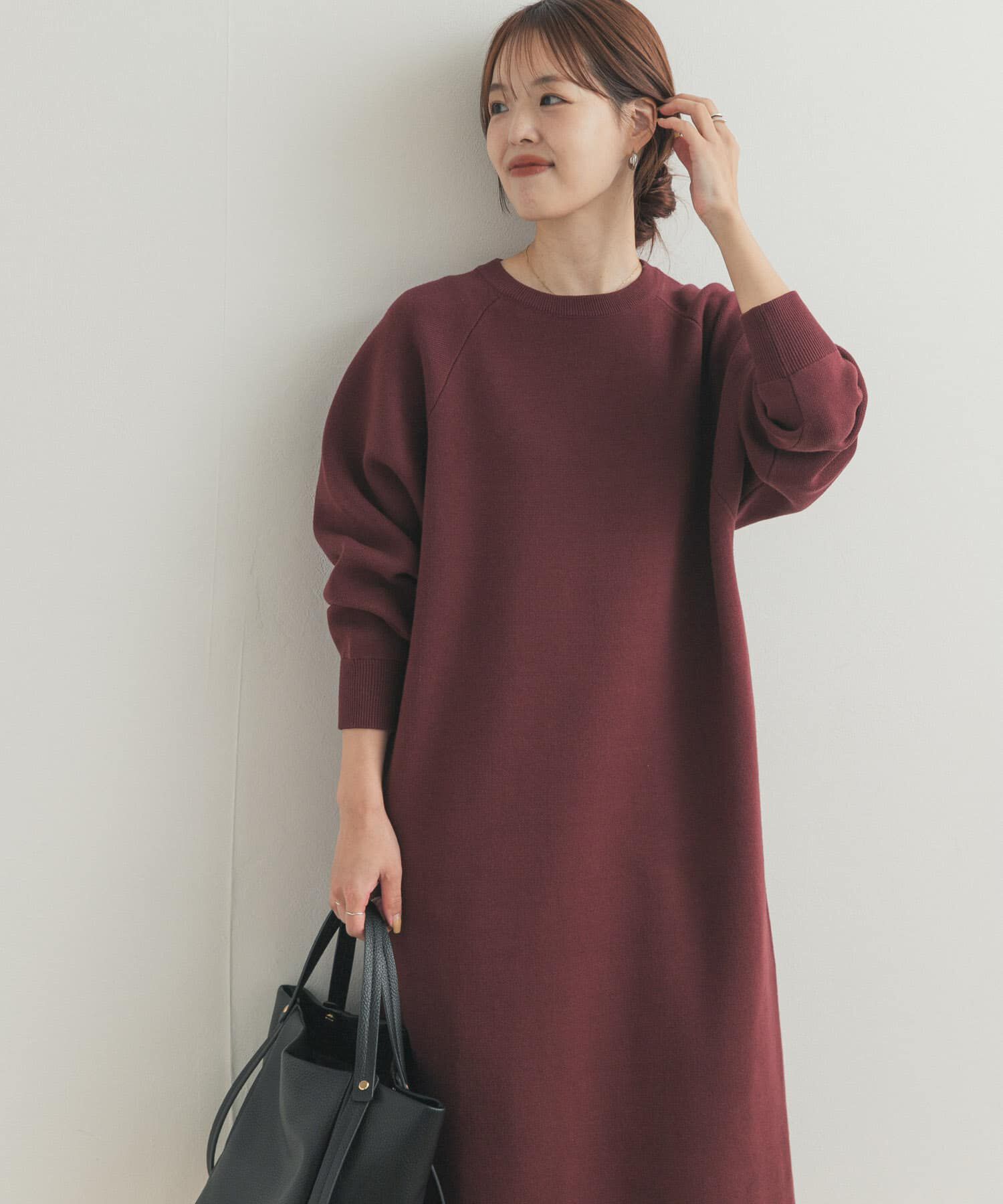 URBAN RESEARCH DOORS「スウェットライクニットワンピース」|ワンピース|ボルドー